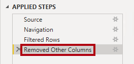 Removed other columns step